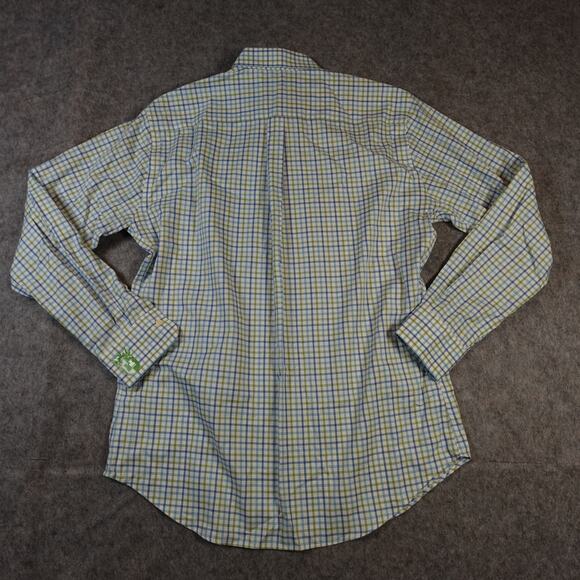Peter Millar Shirt Mens Large Button Down Long Sleeve Plaid Checked Blue Green - Picture 4 of 8
